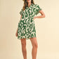 ANNIE WEAR ABSTRACT PRINTED FRILL SLEEVE SHIRT MINI DRESS