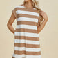 BASIC BAE FULL SIZE STRIPED ROUND NECK CAP SLEEVE MINI DRESS