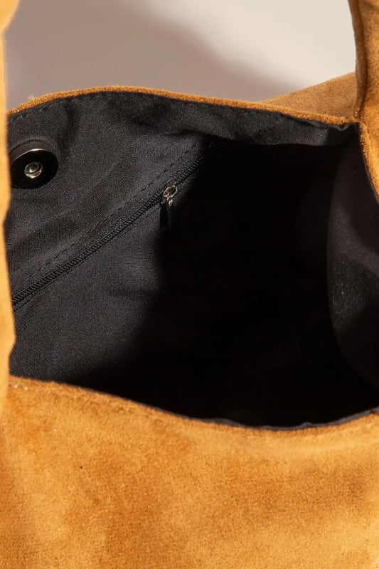 FAME METALLIC STUDDED FAUX SUEDE HAND BAG