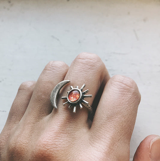 SUN AND MOON SCULPTURAL STATEMENT RING