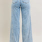JUDY BLUE FULL SIZE HIGH WAIST WIDE LEG JEANS WITH SKEWED INSEAM PLUS SIZE