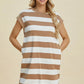 BASIC BAE FULL SIZE STRIPED ROUND NECK CAP SLEEVE MINI DRESS