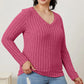 BASIC BAE FULL SIZE RIBBED V-NECK LONG SLEEVE T-SHIRT