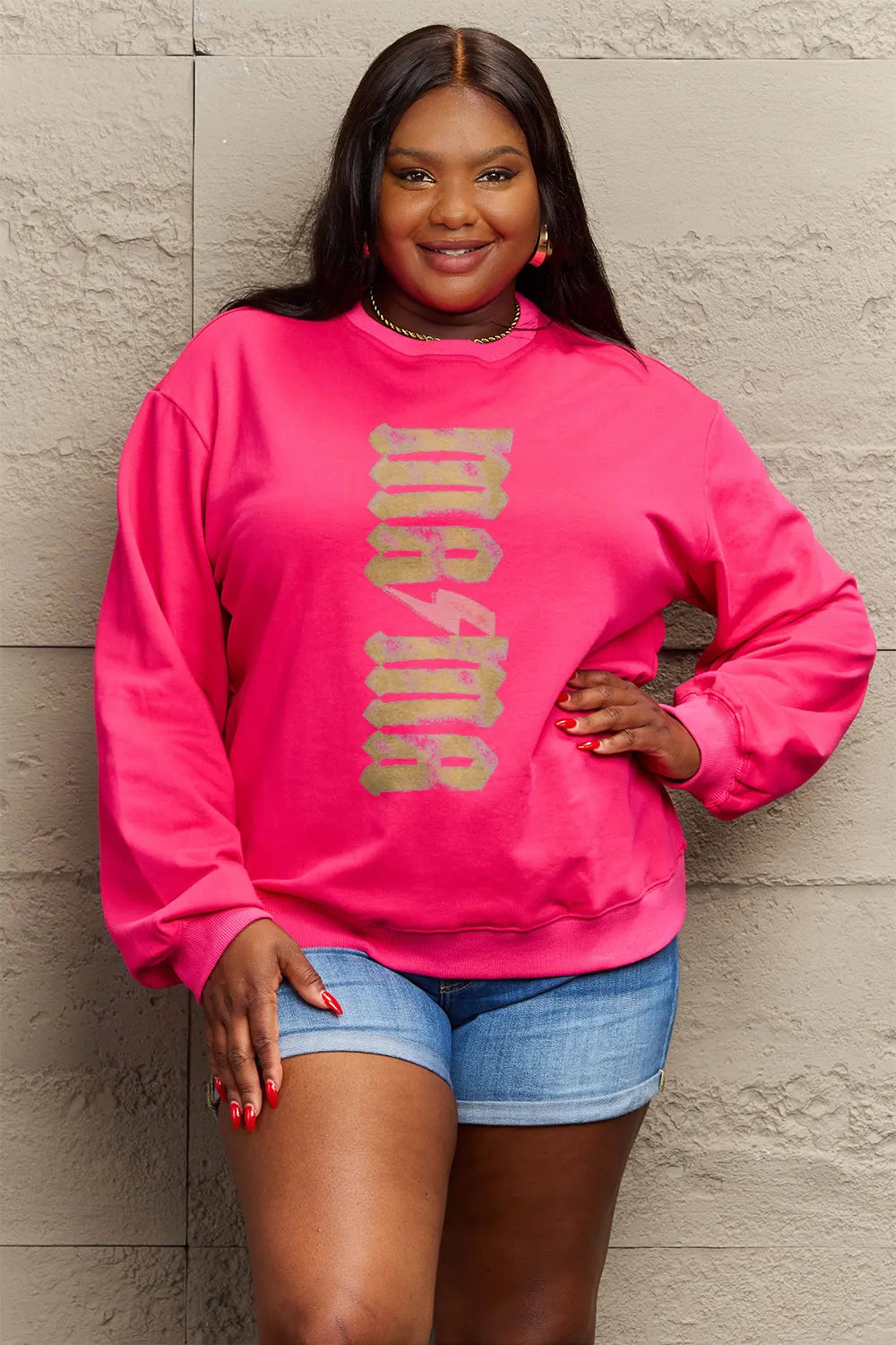 SIMPLY LOVE FULL SIZE MAMA ROUND NECK SWEATSHIRT