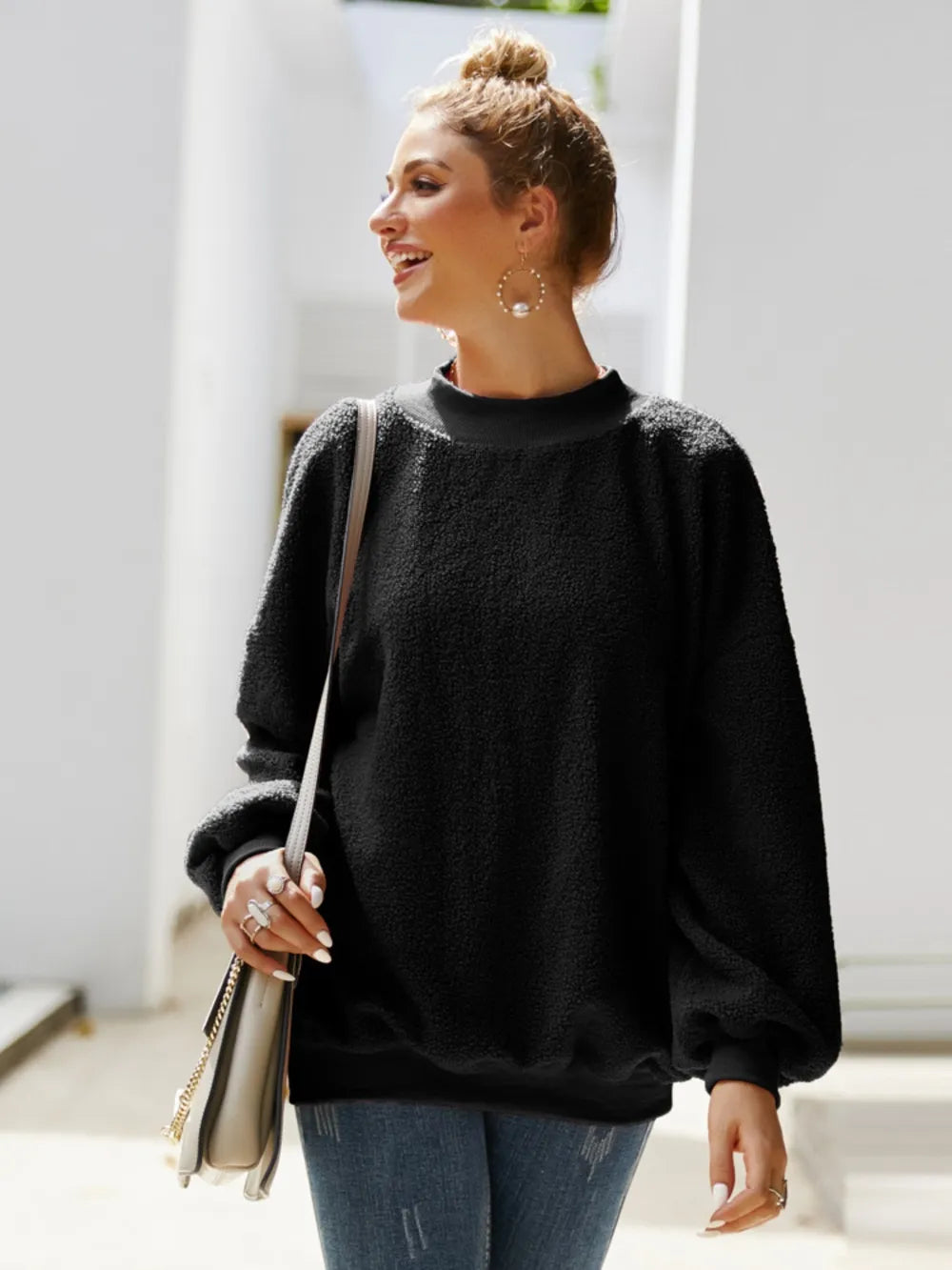 IVY LANE MOCK NECK DROPPED SHOULDER SWEATSHIRT