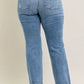 JUDY BLUE FULL SIZE MID RISE WASH DESTROY HEM BOOTCUT JEANS PLUS SIZE