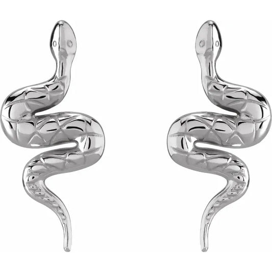 STERLING SILVER PAIR SNAKE FRICTION BACK EARRING
