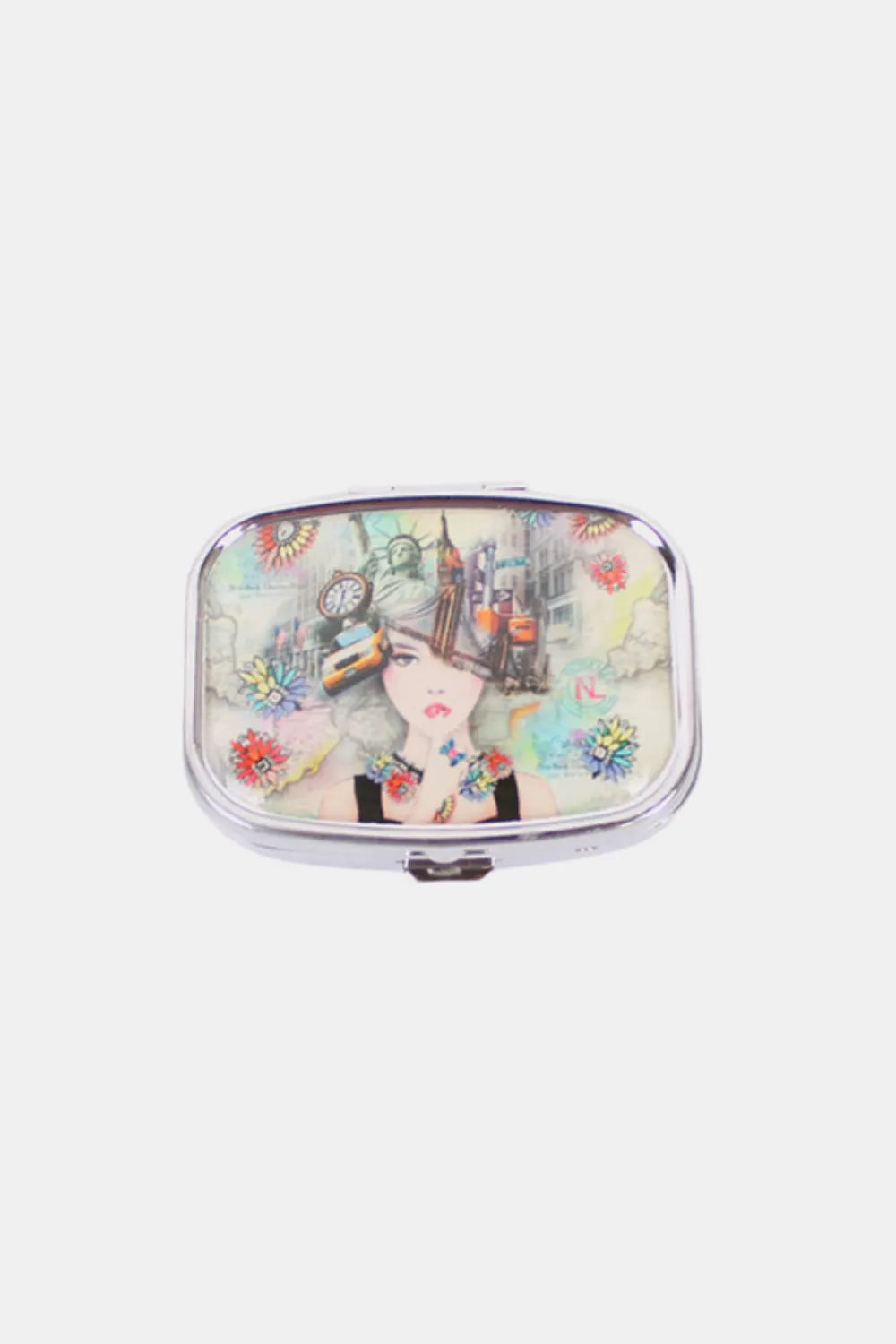 NICOLE LEE USA PRINT METALLIC RECTANGULAR PILL CASE
