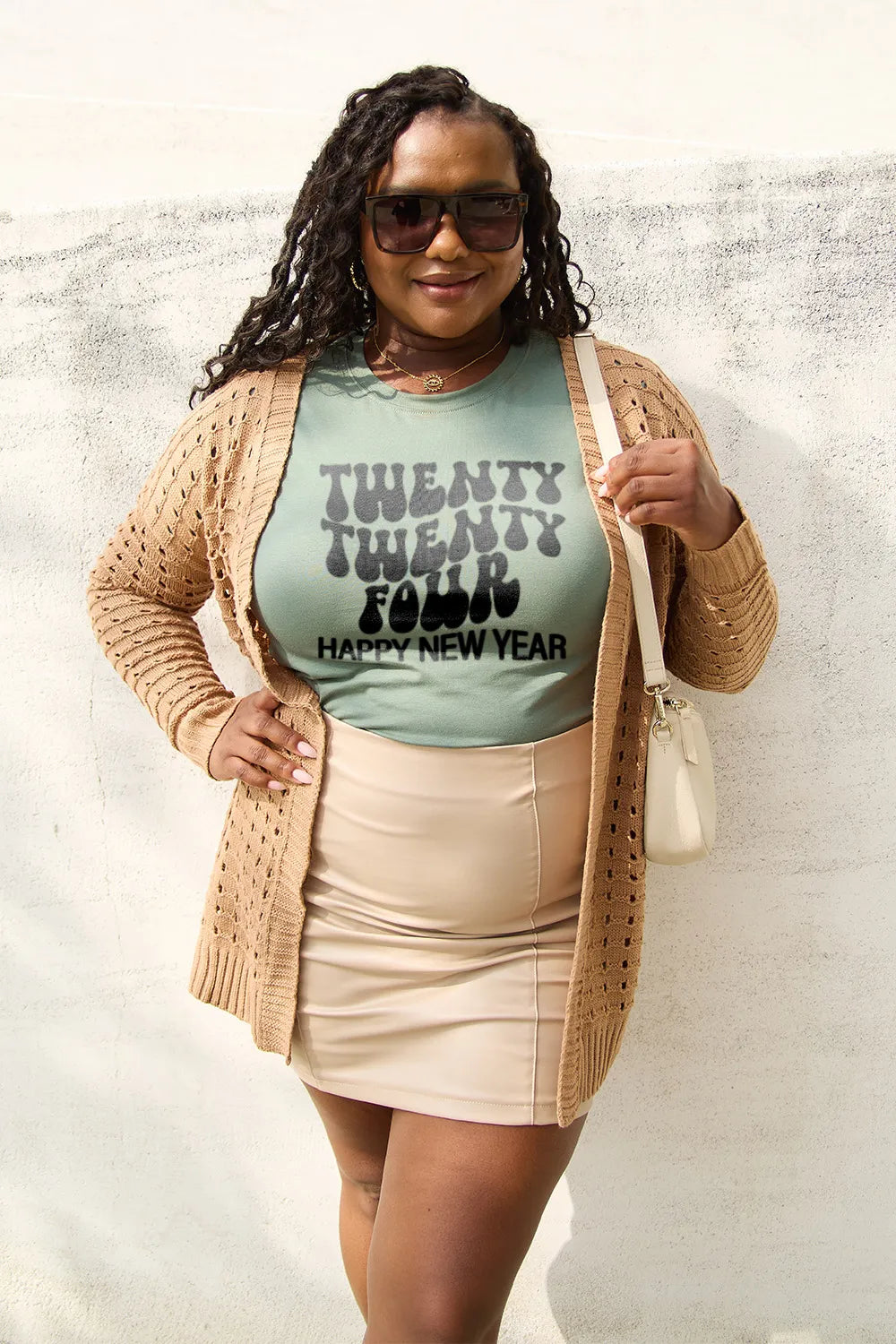 SIMPLY LOVE FULL SIZE TWENTY TWENTY FOUR HAPPY NEW YEAR SHORT SLEEVE T-SHIRT