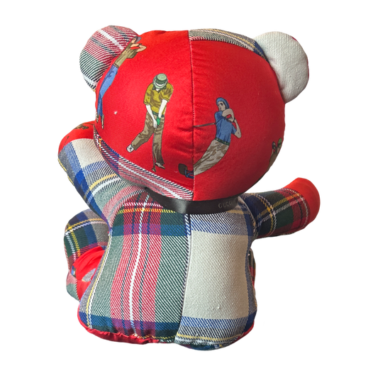 TEE TIME VINTAGE SILK SCARF PATCHWORK TEDDY BEAR