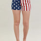 JUDY BLUE FULL SIZE HIGH WAIST AMERICANA FLAG FRAY HEM SHORTS PLUS SIZE