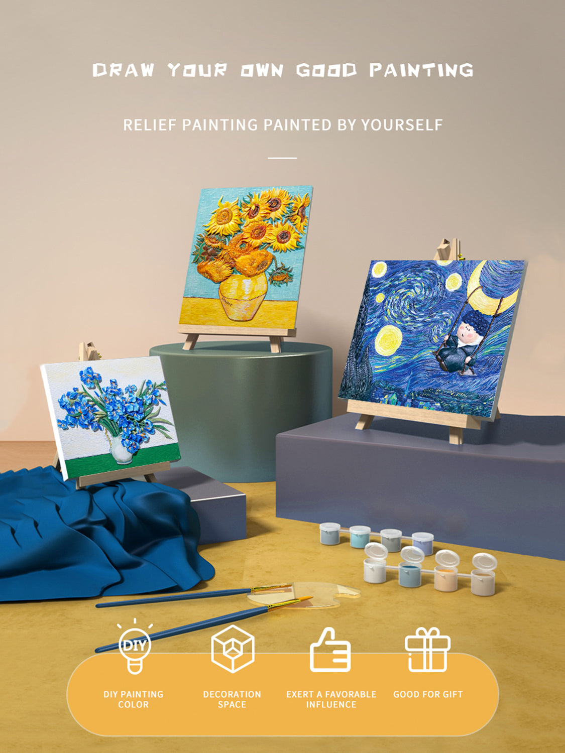 RELIEF VAN GOGH'S IRISES DIY 3D OIL PAINTING KIT