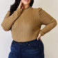 BASIC BAE FULL SIZE RIBBED MOCK NECK PUFF SLEEVE T-SHIRT
