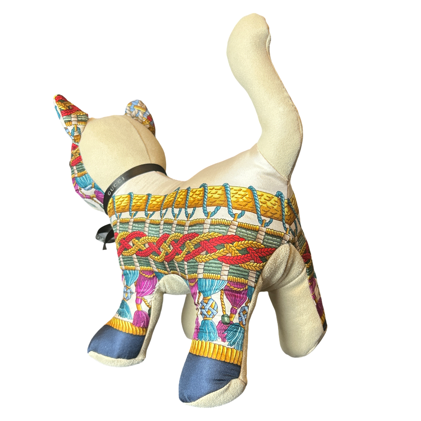 TASSELS VINTAGE SILK SCARF PATCHWORK KITTEN