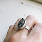 OVAL RAW METEORITE RING IN SILVER