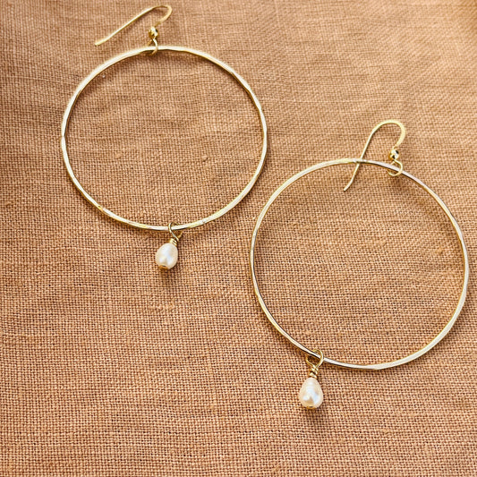 TINY PEARL HOOP EARRINGS