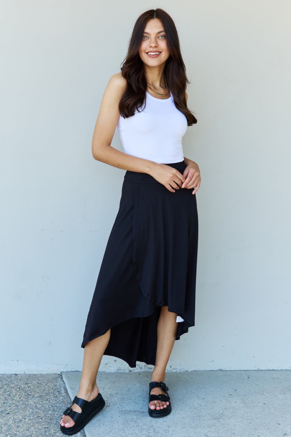 NINEXIS FIRST CHOICE HIGH WAISTED FLARE MAXI SKIRT IN BLACK