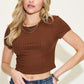 BASIC BAE FULL SIZE RIBBED ROUND NECK SHORT SLEEVE T-SHIRT