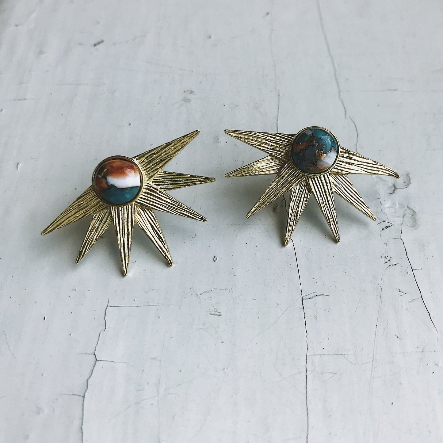 SUN GODDESS EARRINGS WITH COPPER OYSTER TURQUOISE