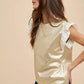ANNIE WEAR MIX MEDIA METALLIC KNIT RUFFLE SLEEVE TOP