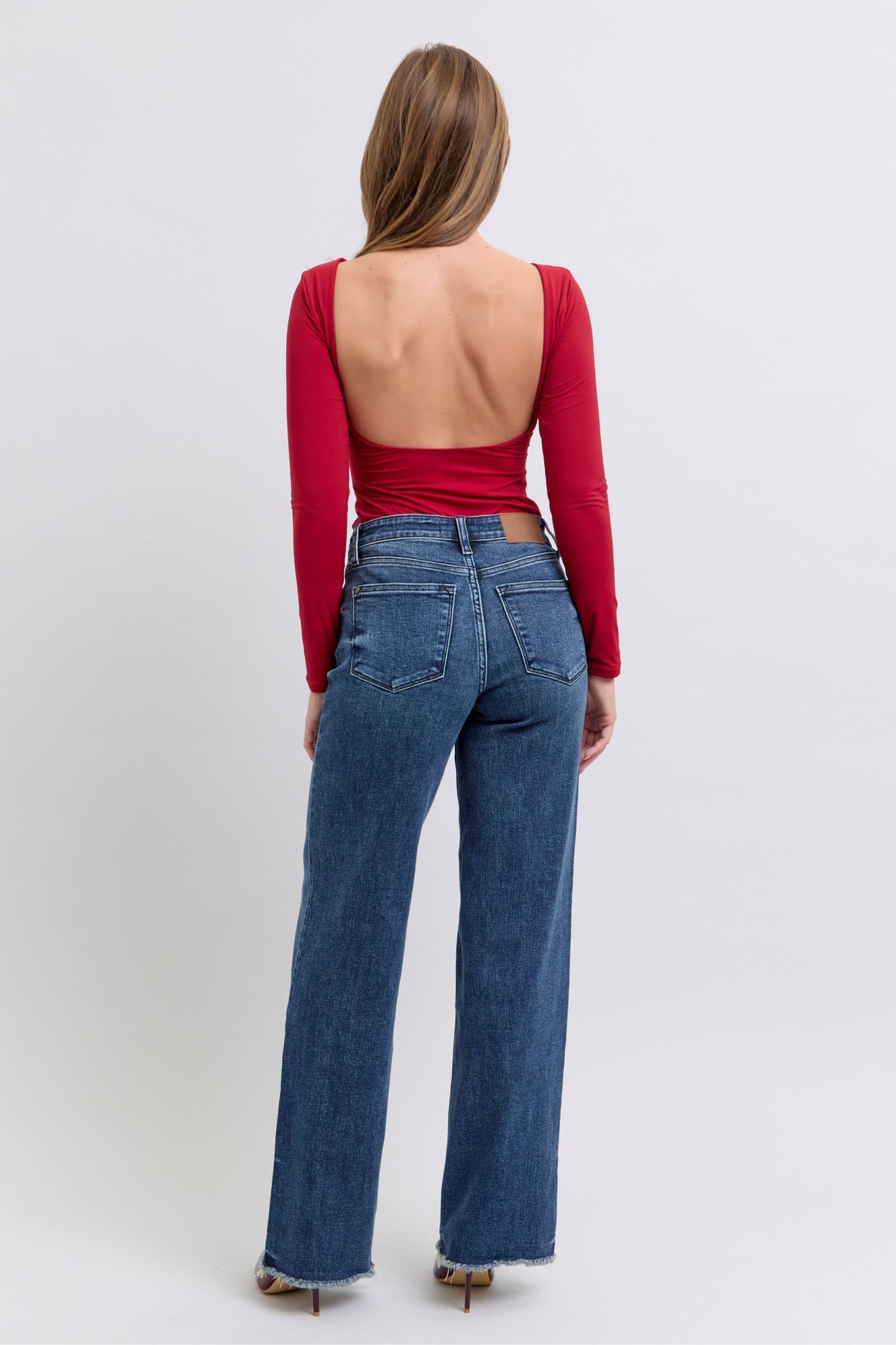 JUDY BLUE FULL SIZE RAW HEM MID RISE JEANS