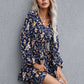 IVY LANE FLORAL LAYERED SURPLICE BALLOON SLEEVE DRESS