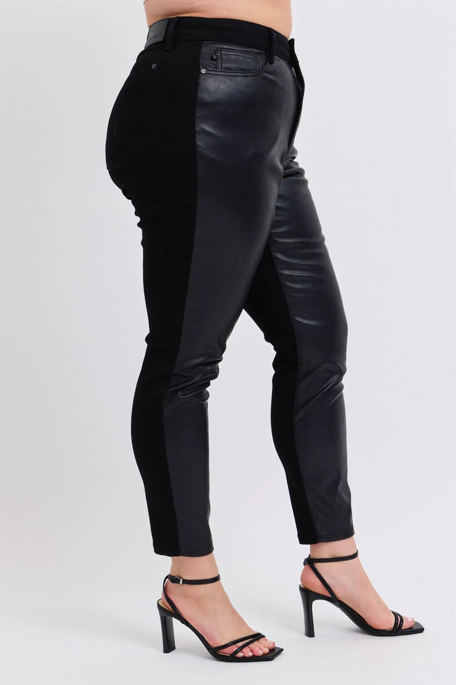 JUDY BLUE PLUS SIZE HW FAUX LEATHER SKINNY PANTS
