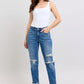 JUDY BLUE FULL SIZE MR VINTAGE WASH BOYFRIEND FIT W/ DESTROY JEANS PLUE SIZE