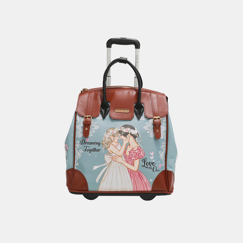 NICOLE LEE USA PRINTED ROLLING TOTE BAG