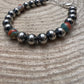 8mm Sterling Silver Pearls bracelet with Mohave beads