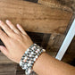 8mm Sterling Silver Pearls bracelet with pink conch beads - 6 inch bracelet