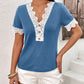 IVY LANE LACE DETAIL V-NECK SHORT SLEEVE T-SHIRT