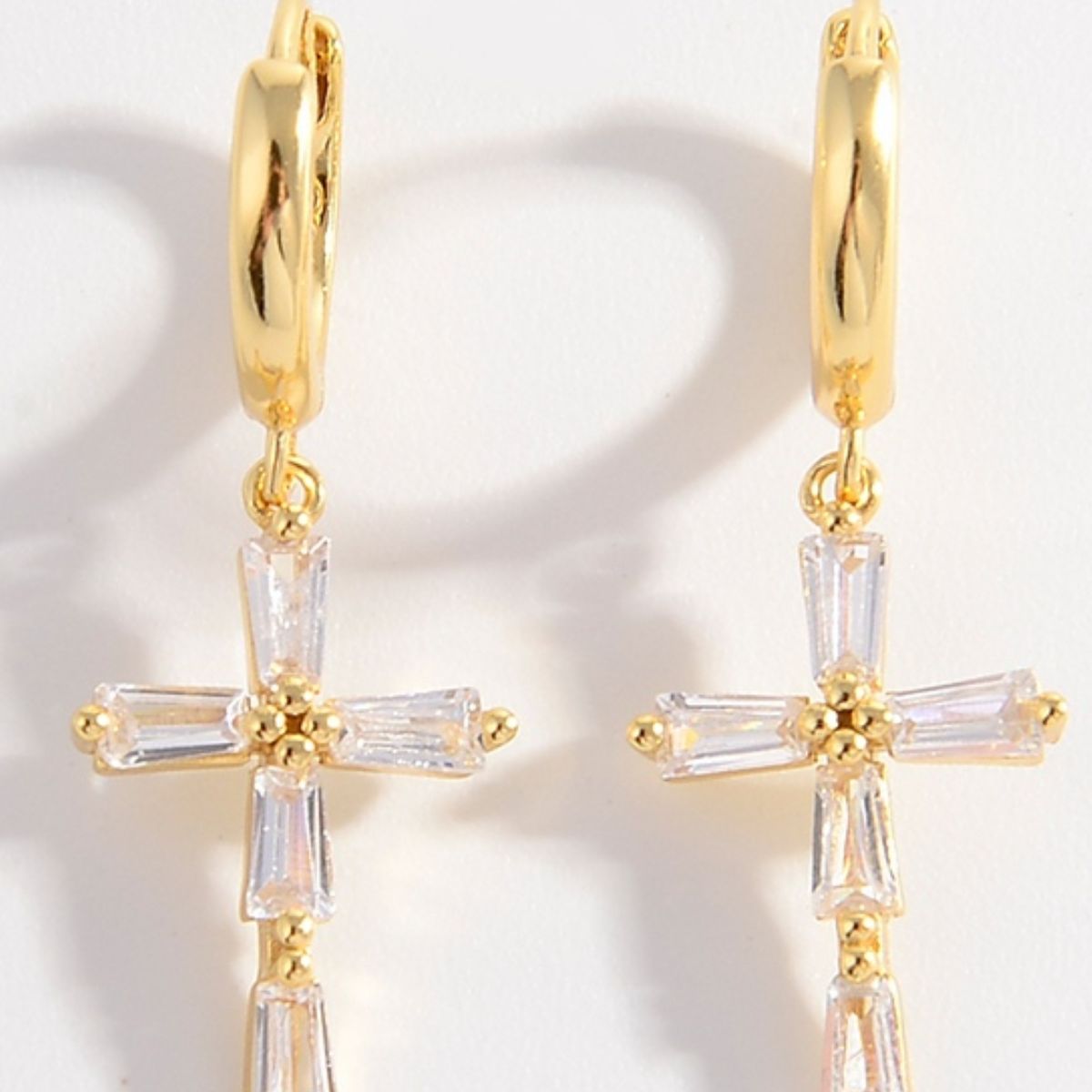 925 STERLING SILVER ZIRCON CROSS EARRINGS-Thriftique Marketplace