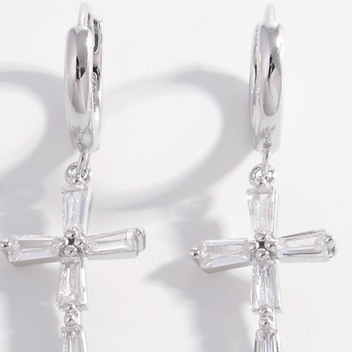 925 STERLING SILVER ZIRCON CROSS EARRINGS-Thriftique Marketplace