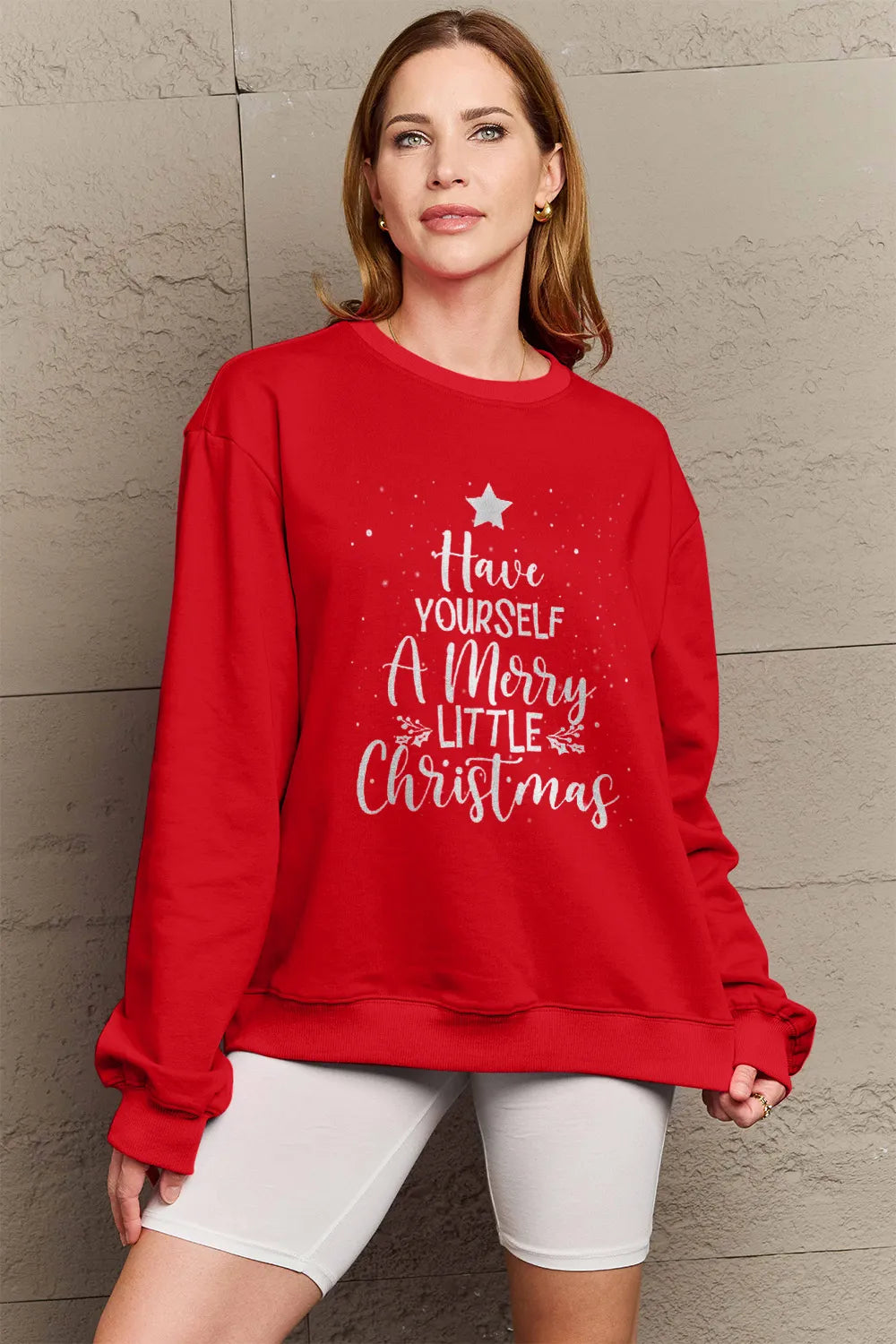 SIMPLY LOVE FULL SIZE HAVE YOURSELF A MERRY LITTLE CHRISTMAS ROUND NECK SWEATSHIRT
