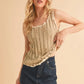 AEMI+CO DISTRESSED DETAIL ROUND NECK KNIT TANK