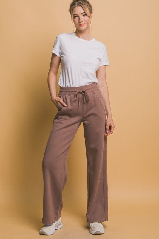 LOVE TREE DRAWSTRING WIDE LEG SWEATPANTS WITH POCKETS-Thriftique Marketplace