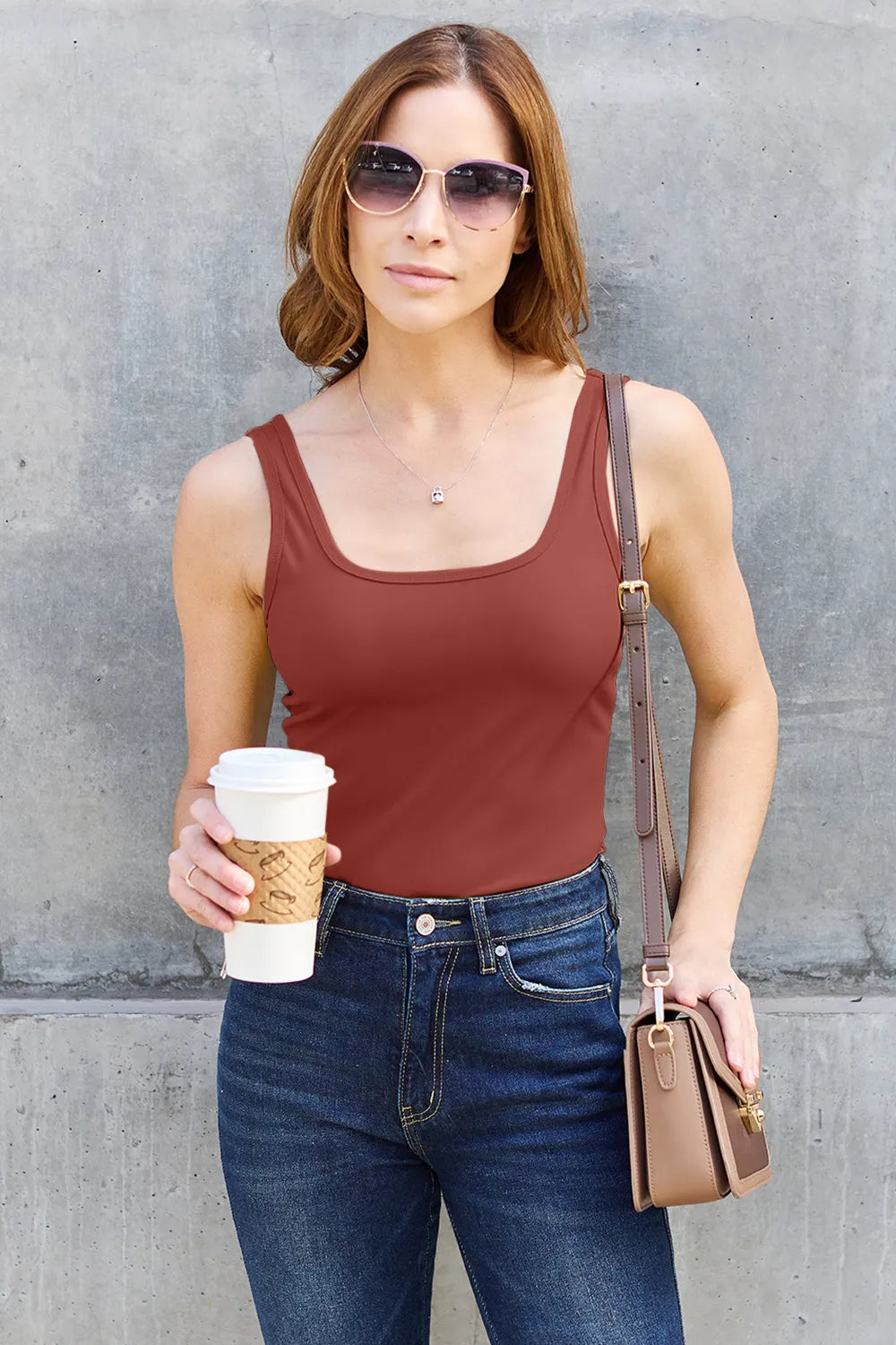 BASIC BAE FULL SIZE SQUARE NECK WIDE STRAP TANK