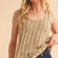 AEMI+CO DISTRESSED DETAIL ROUND NECK KNIT TANK