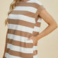 BASIC BAE FULL SIZE STRIPED ROUND NECK CAP SLEEVE MINI DRESS