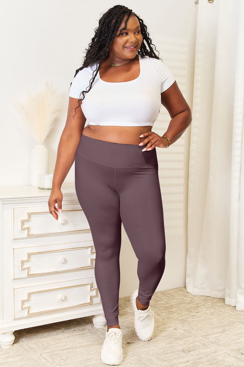 DOUBLE TAKE WIDE WAISTBAND SPORTS LEGGINGS