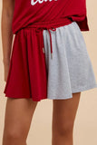 ANNIE WEAR COLOR BLOCK FRENCH TERRY FLARE SHORTS
