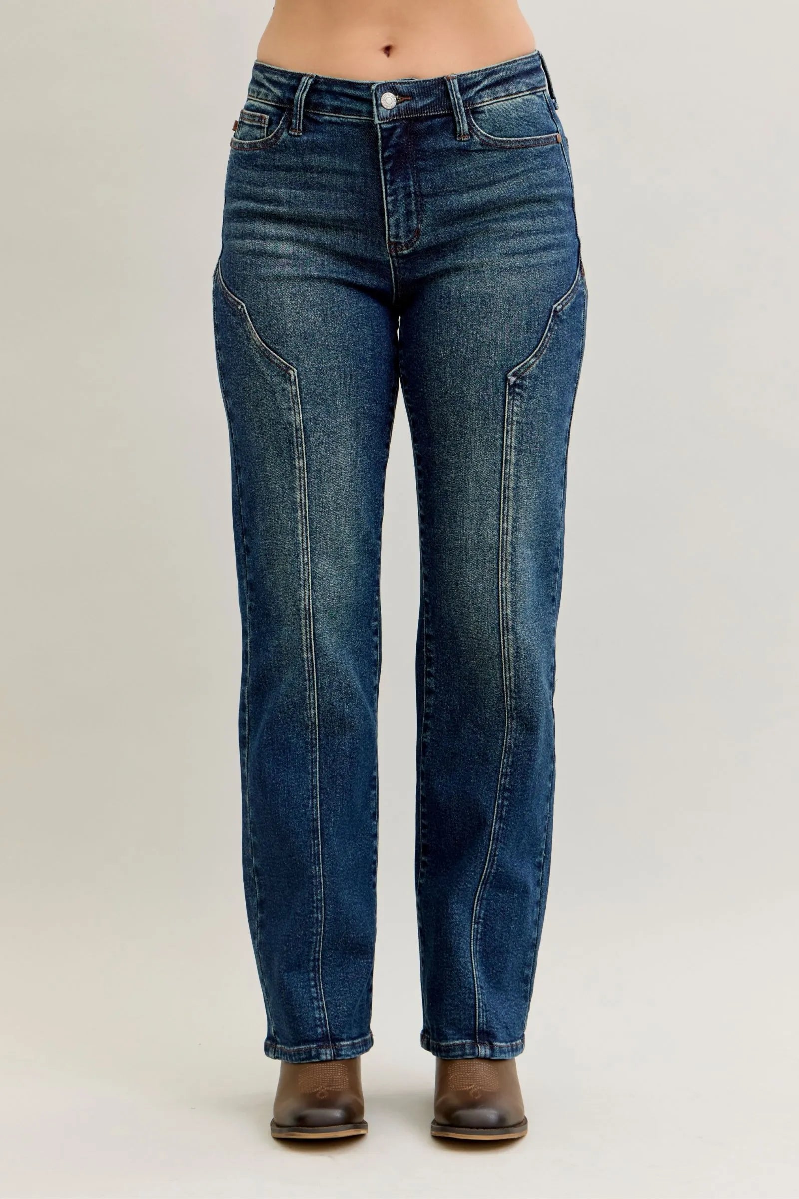 JUDY BLUE FULL SIZE SEAM DETAIL STRAIGHT LEG JEANS PLUS SIZE