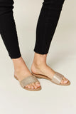 WILD DIVA RHINESTONE OPEN TOE FLAT SANDALS
