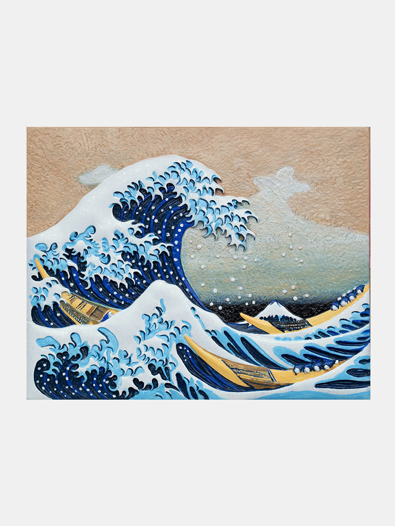 RELIEF THE GREAT WAVE OFF KANAGAWA 3D ACRYLIC PAINTING