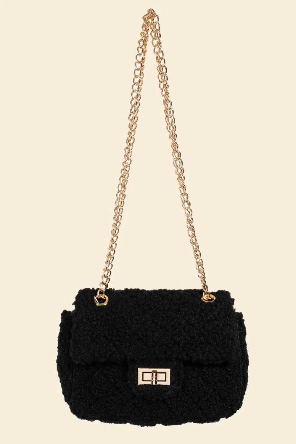 FAME FAUX FUR RECTANGLE CROSSBODY BAG