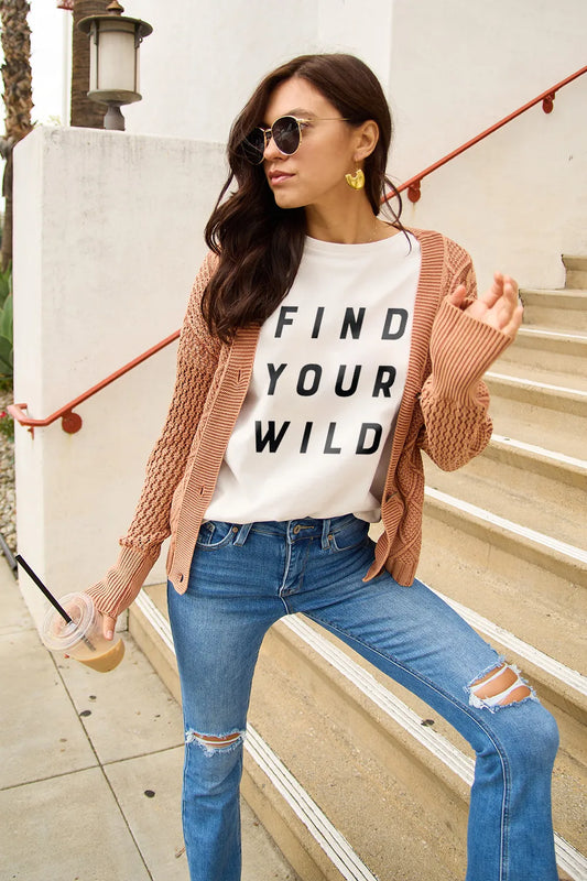 SIMPLY LOVE FULL SIZE FIND YOUR WILD SHORT SLEEVE T-SHIRT