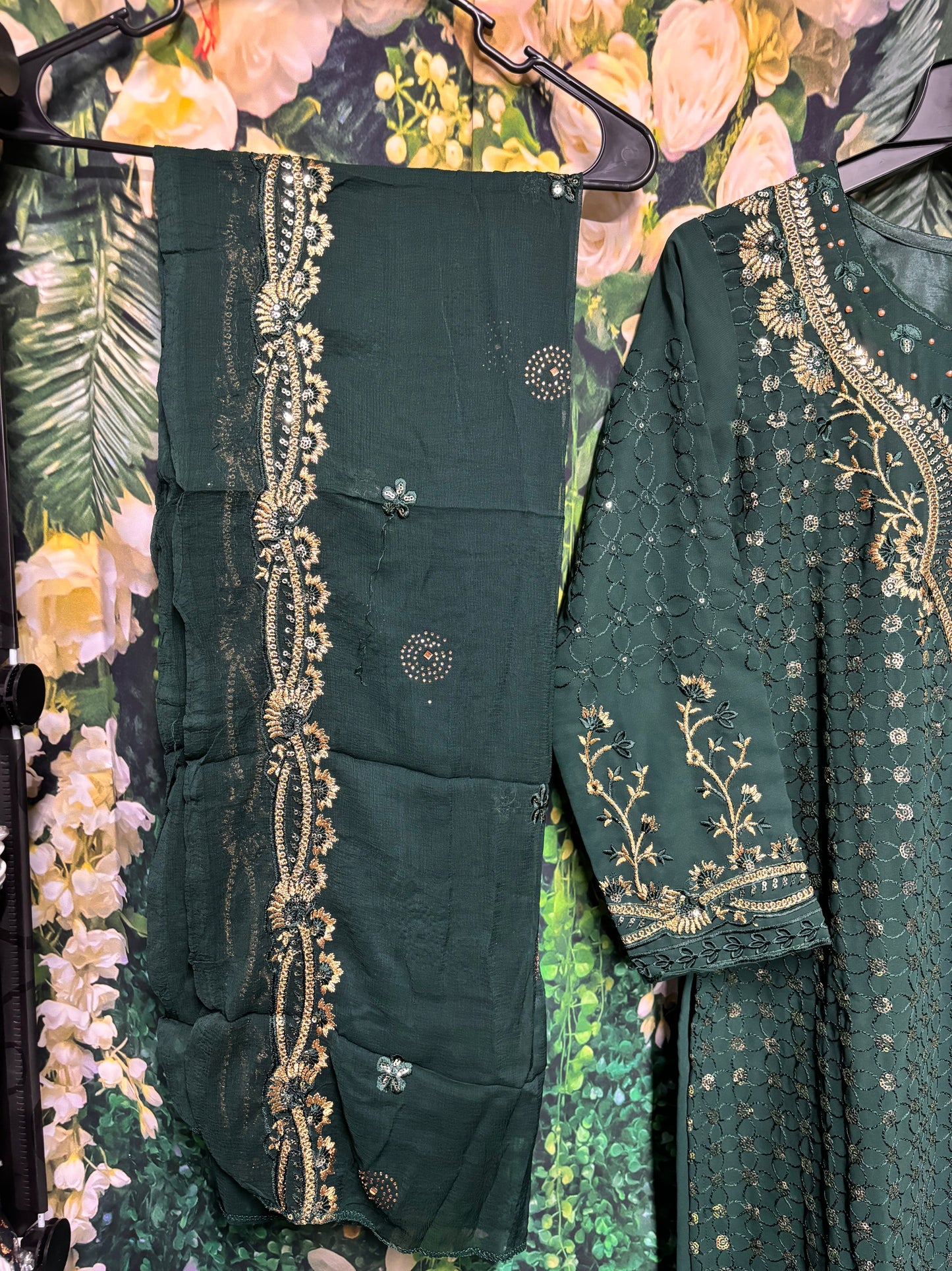 FAUX GEORGETTE TRADITIONAL WEAR SUIT WITH EMBROIDERY WORK- ETHNIC WEAR FOR WOMEN