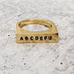 ABCDEFU GOLD FLAT TOP RING