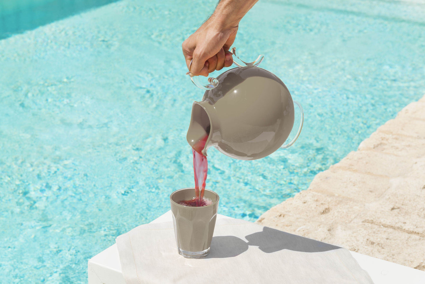 TAUPE ACRYLIC PITCHER - AQUA